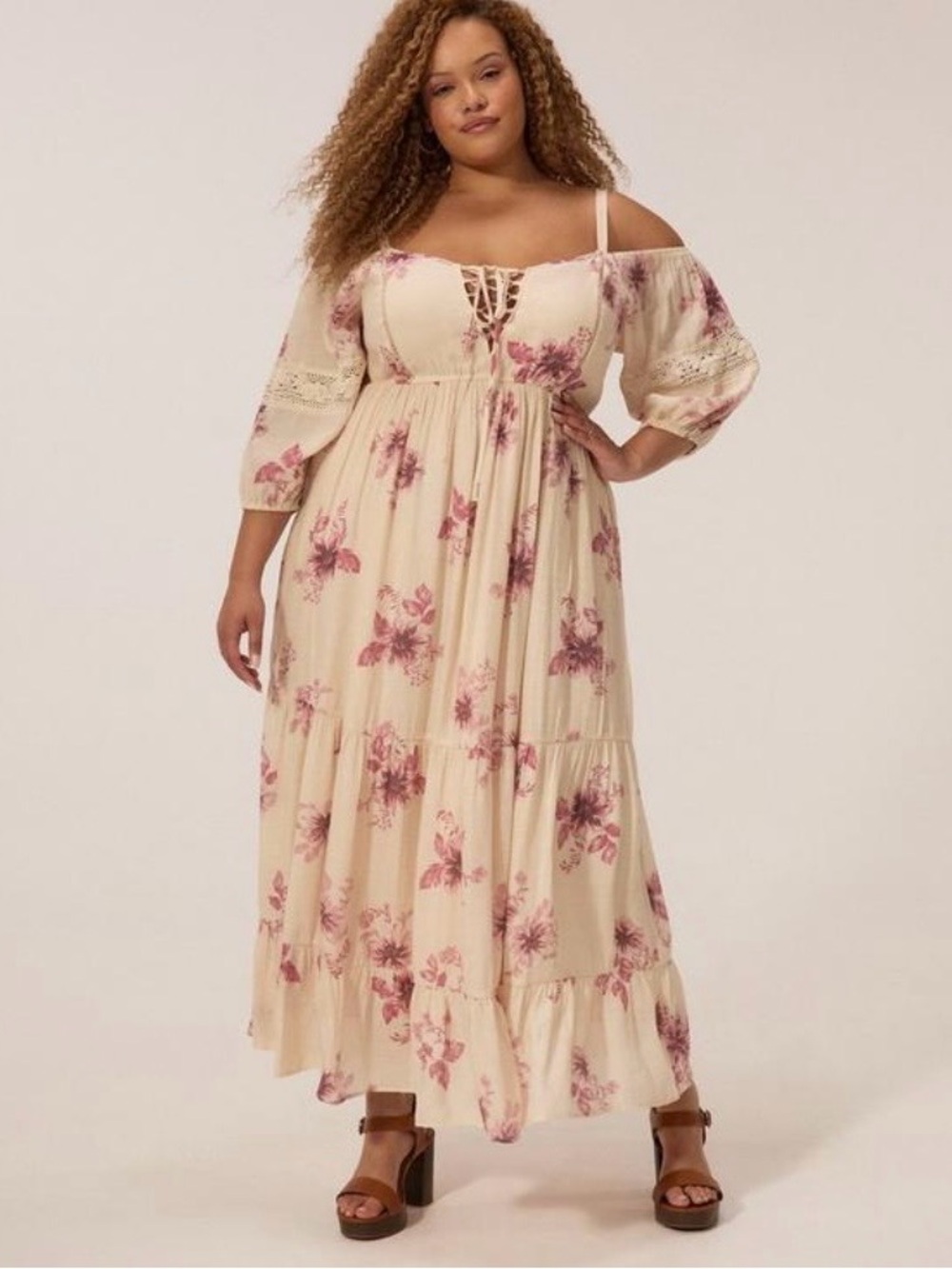 Torrid Festi Off Shoulder Maxi Dress with Lace-Up Bodice - Size 0X - NWT!!!